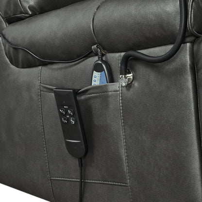 Dual Motor Power Lift Recliner Chair with Massage, Heated Lumbar, Side Pockets, Adjustable Phone Holder and Cup Holders