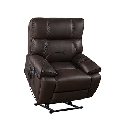 Dual Motor Power Lift Recliner Chair with Massage, Heated Lumbar, Side Pockets, Adjustable Phone Holder and Cup Holders