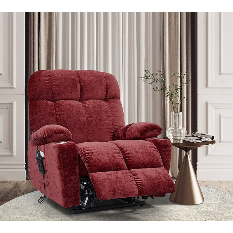 Dual OKIN Motor Power Lift Recliner Chair for Seniors with Heat & 8-Point Massage, Adjustable Backrest and Footrest