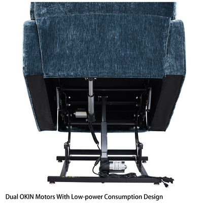 Dual OKIN Motor Power Lift Recliner Chair for Seniors with Heat & 8-Point Massage, Adjustable Backrest and Footrest