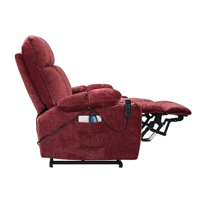 Dual OKIN Motor Power Lift Recliner Chair for Seniors with Heat & 8-Point Massage, Adjustable Backrest and Footrest