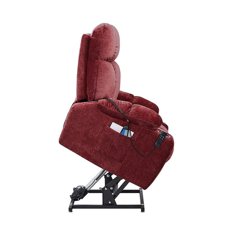 Dual OKIN Motor Power Lift Recliner Chair for Seniors with Heat & 8-Point Massage, Adjustable Backrest and Footrest