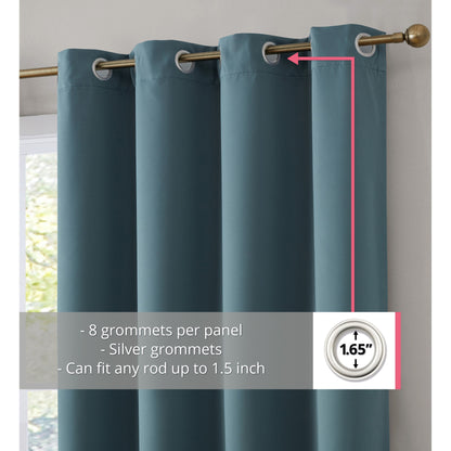 Dakota Complete Blackout Drapery Heavy Thermal Insulated Efficient Window Curtain Grommet Panels, 2 Panels