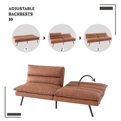 EGOHOME 71 Faux Leather Convertible Sofa with Split Back