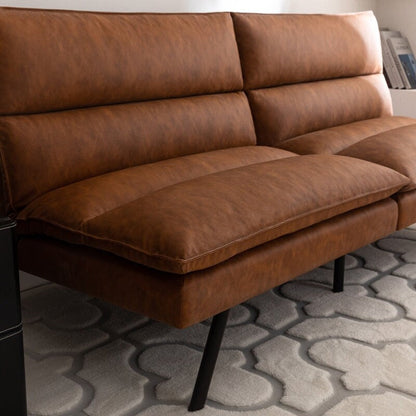 EGOHOME 71 Faux Leather Convertible Sofa with Split Back