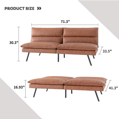 EGOHOME 71 Faux Leather Convertible Sofa with Split Back