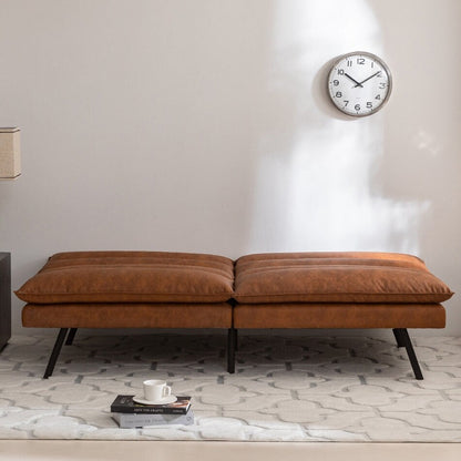 EGOHOME 71 Faux Leather Convertible Sofa with Split Back