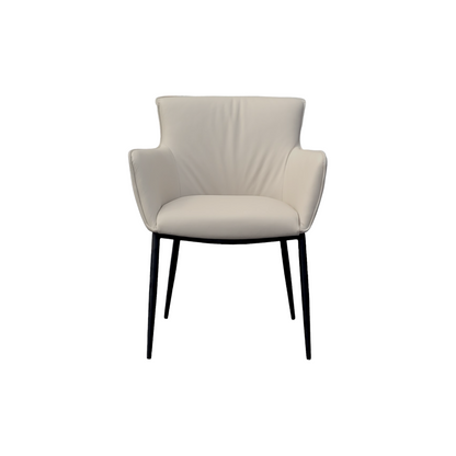 Fauteuil de salle à manger en cuir gris clair Menly