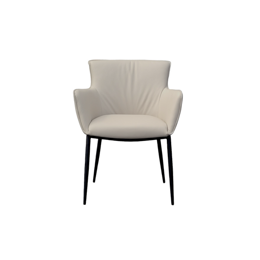 Fauteuil de salle à manger en cuir gris clair Menly
