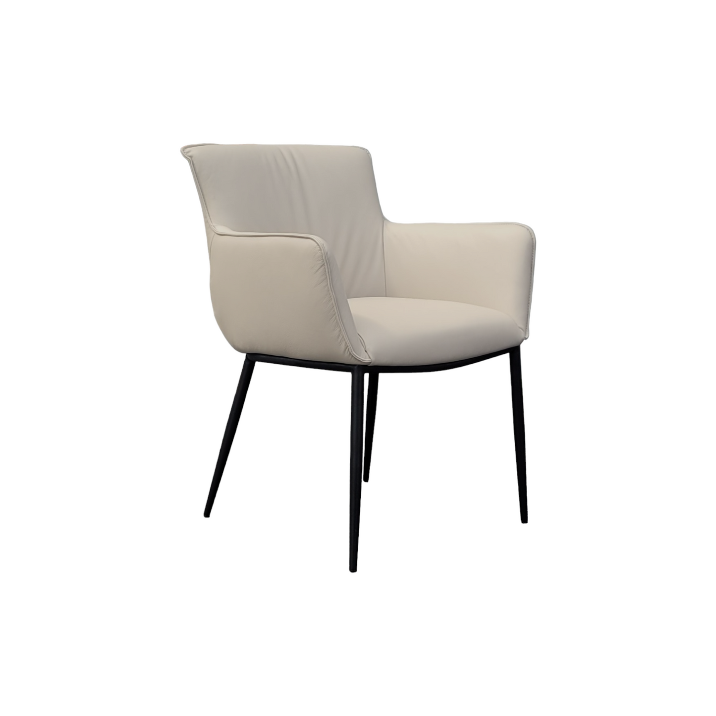 Fauteuil de salle à manger en cuir gris clair Menly