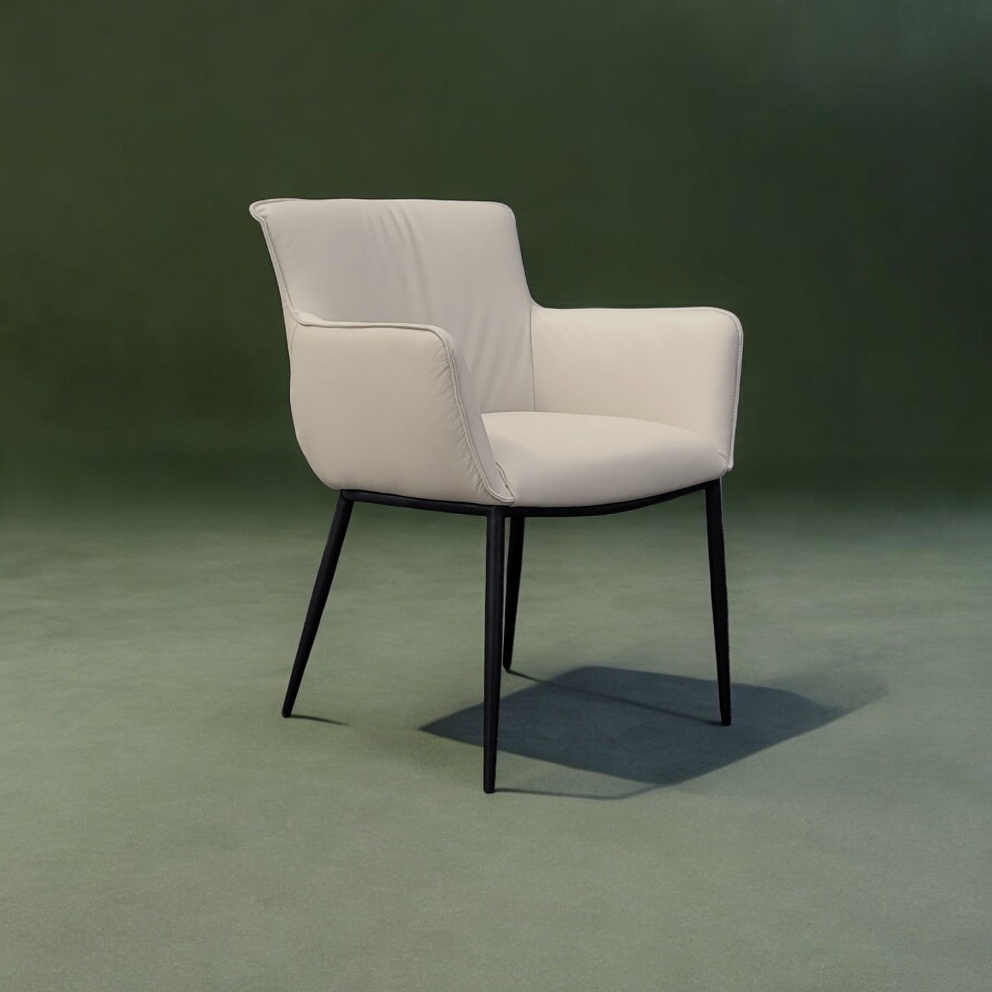 Fauteuil de salle à manger en cuir gris clair Menly