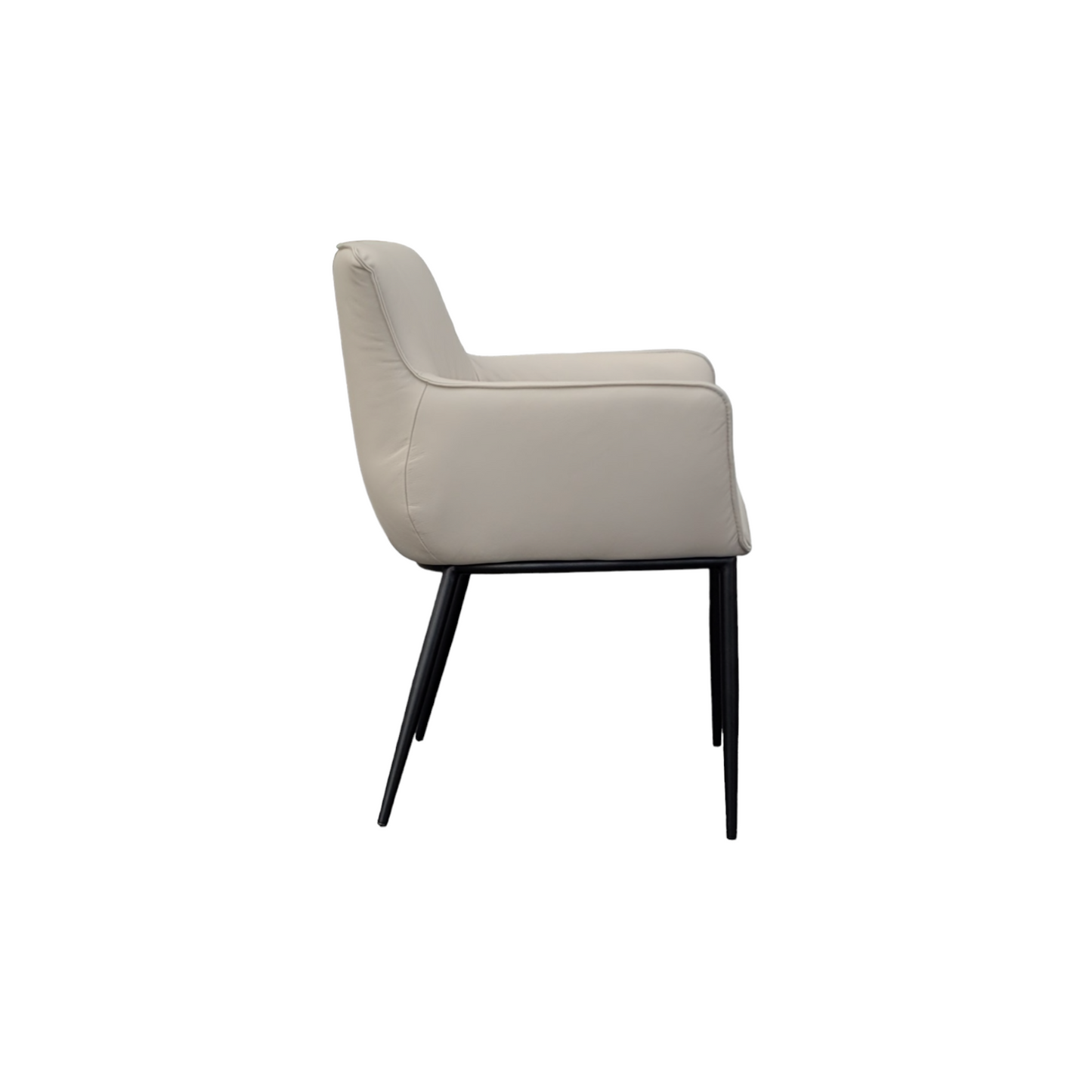 Fauteuil de salle à manger en cuir gris clair Menly