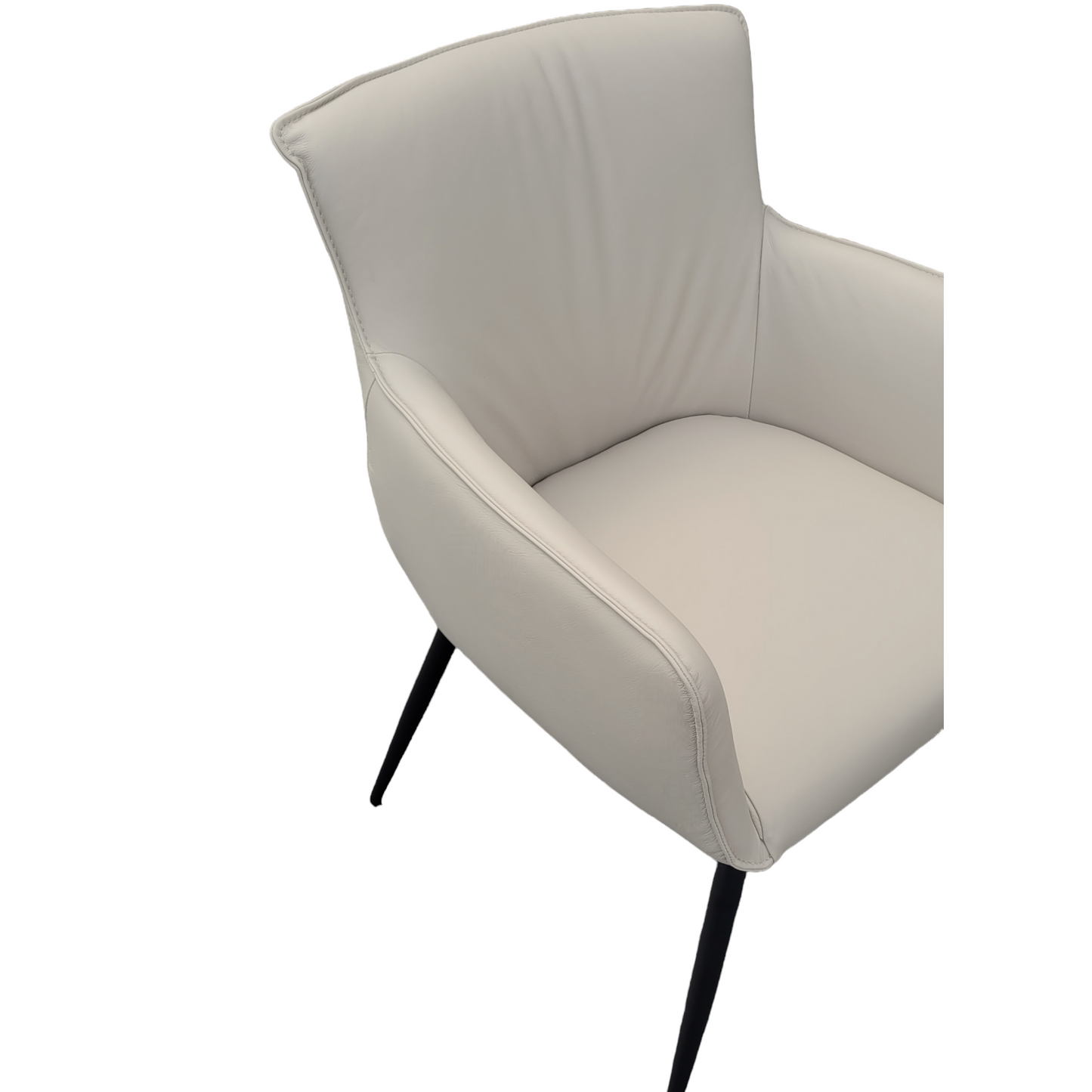 Fauteuil de salle à manger en cuir gris clair Menly