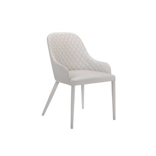 Fauteuil de salle à manger en cuir gris clair Kosta