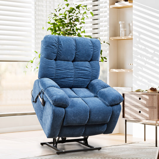 EPower Lift Recliner Chair with Dual OKIN Motors, Infinite Recline, Airbag Massage, Heating, USB Ports, 2 Side Pockets