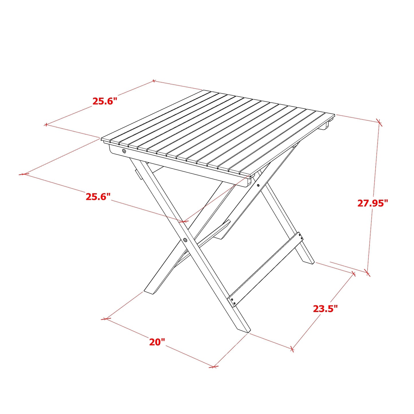 East West Furniture 3 Piece Wood Folding Table Set- a Outdoor Acacia Wood Coffee Table and 2 Folding Arm Chairs, Natural Oil