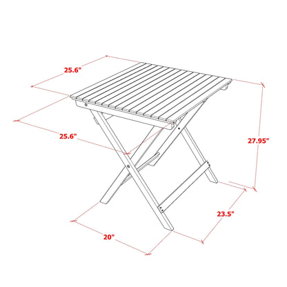 East West Furniture 3 Piece Wood Folding Table Set- a Outdoor Acacia Wood Coffee Table and 2 Folding Arm Chairs, Natural Oil