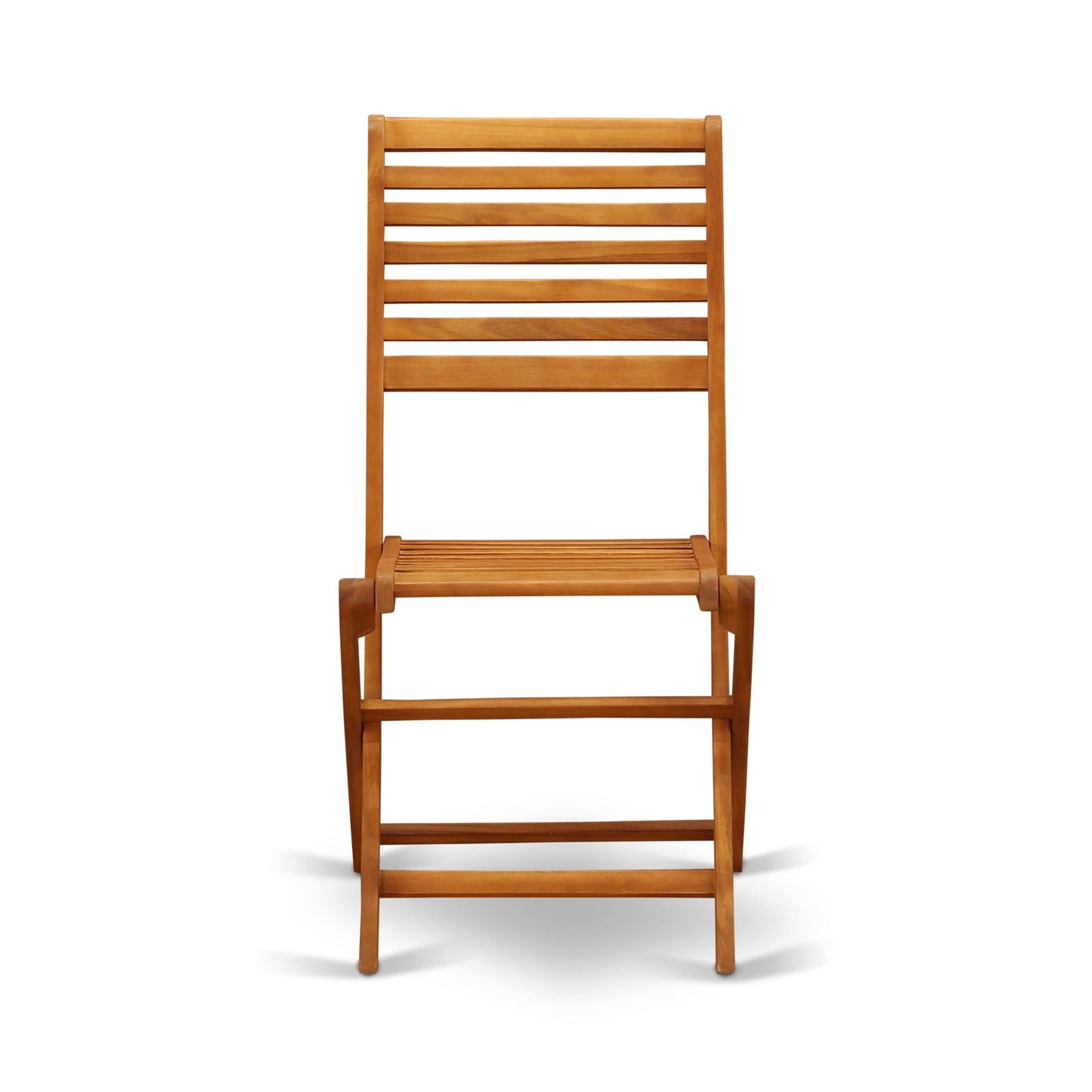 East West Furniture Outdoor Conversation Bistro Set Contains a Round Wood Coffee Table and 2 Folding Side Chairs, Natural Oil