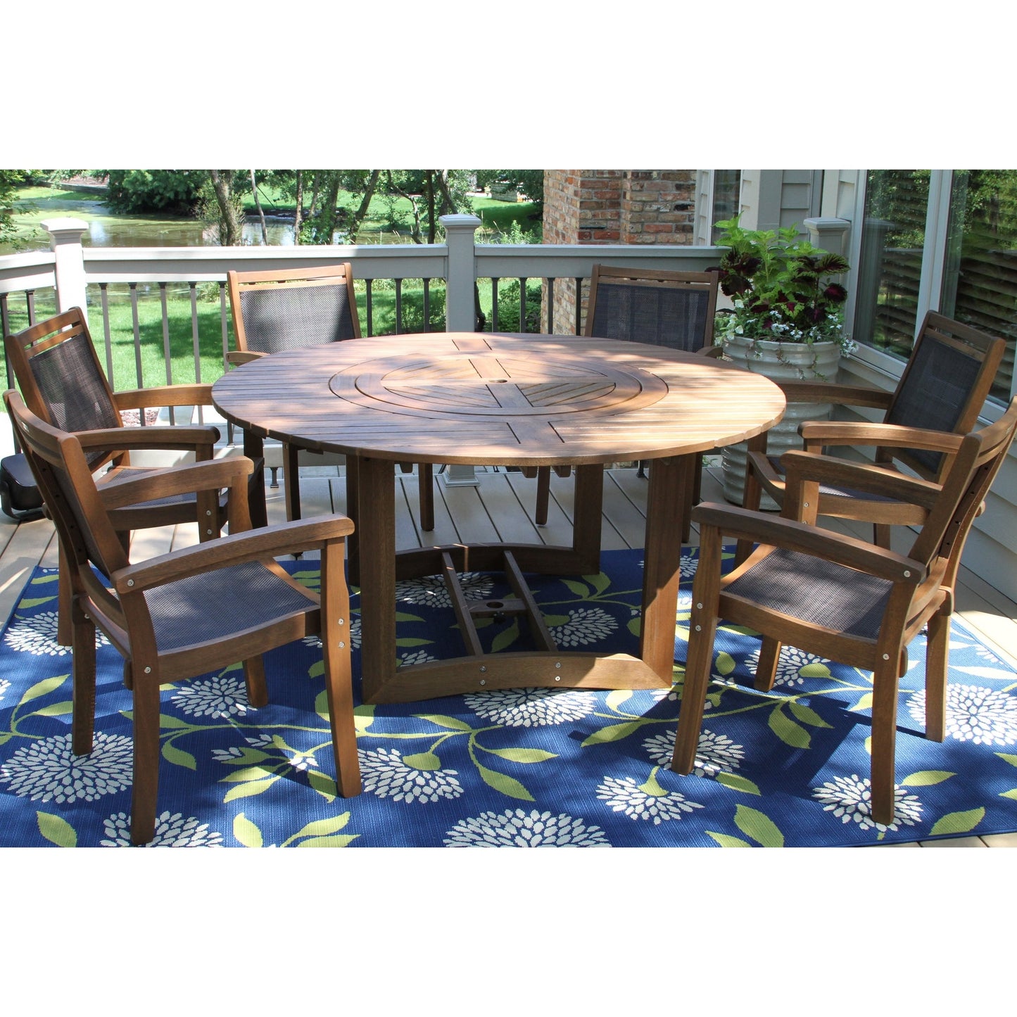 Eilaf 7 pc. Lazy Susan Set with Stacking Chairs