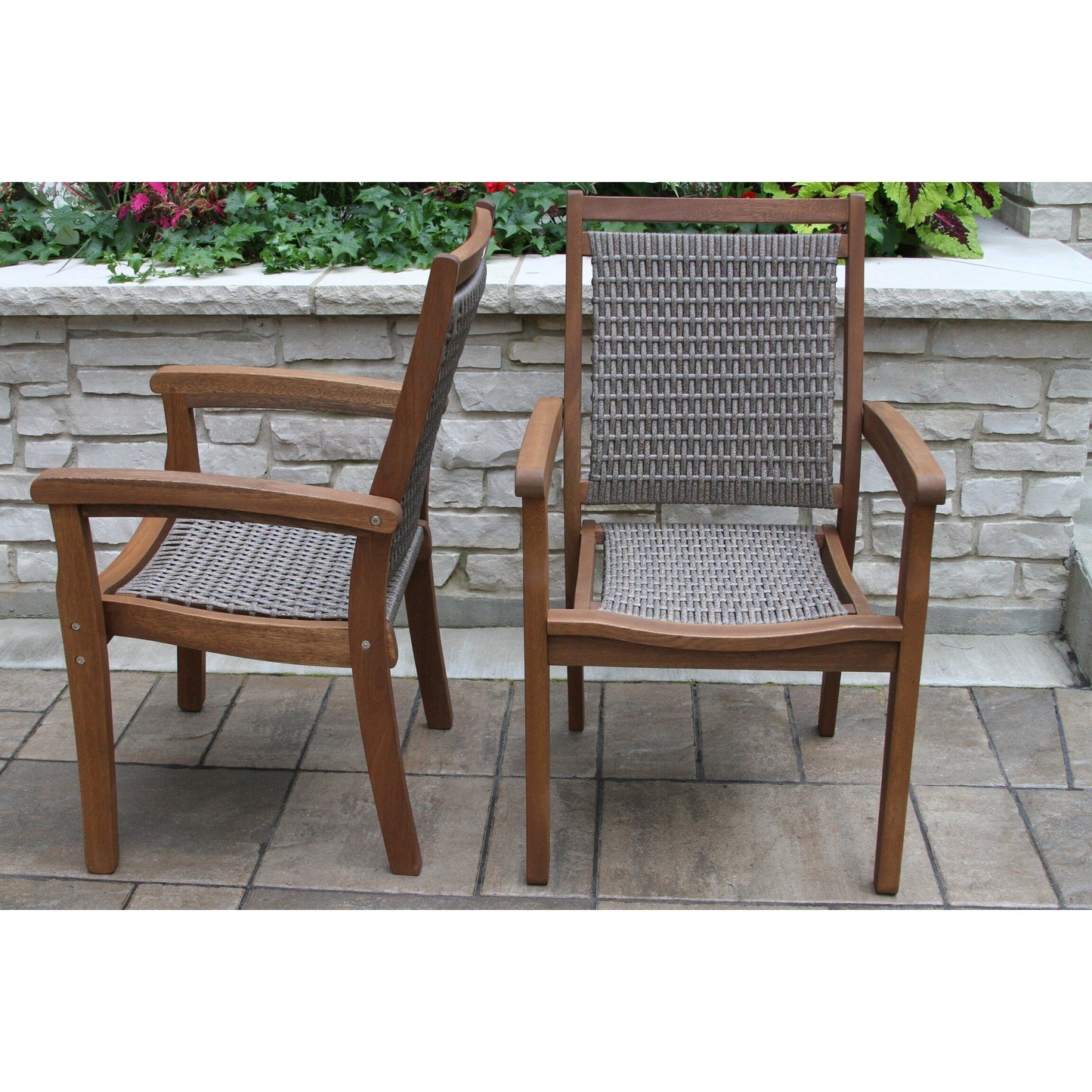 Eilaf 7 pc. Lazy Susan Set with Wicker Stacking Chairs