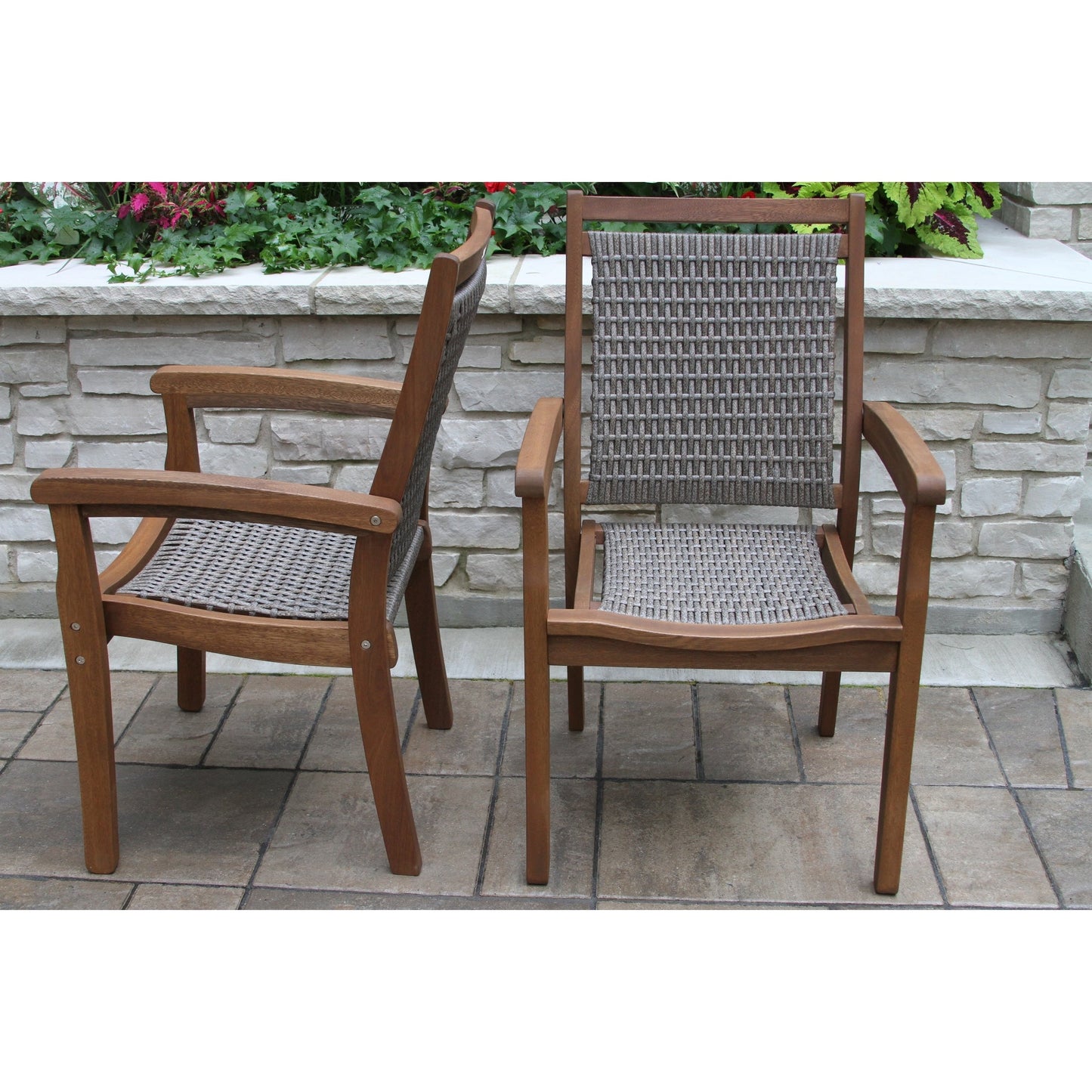 Eilaf 9 pc. Lazy Susan Set with Wicker Stacking Chairs