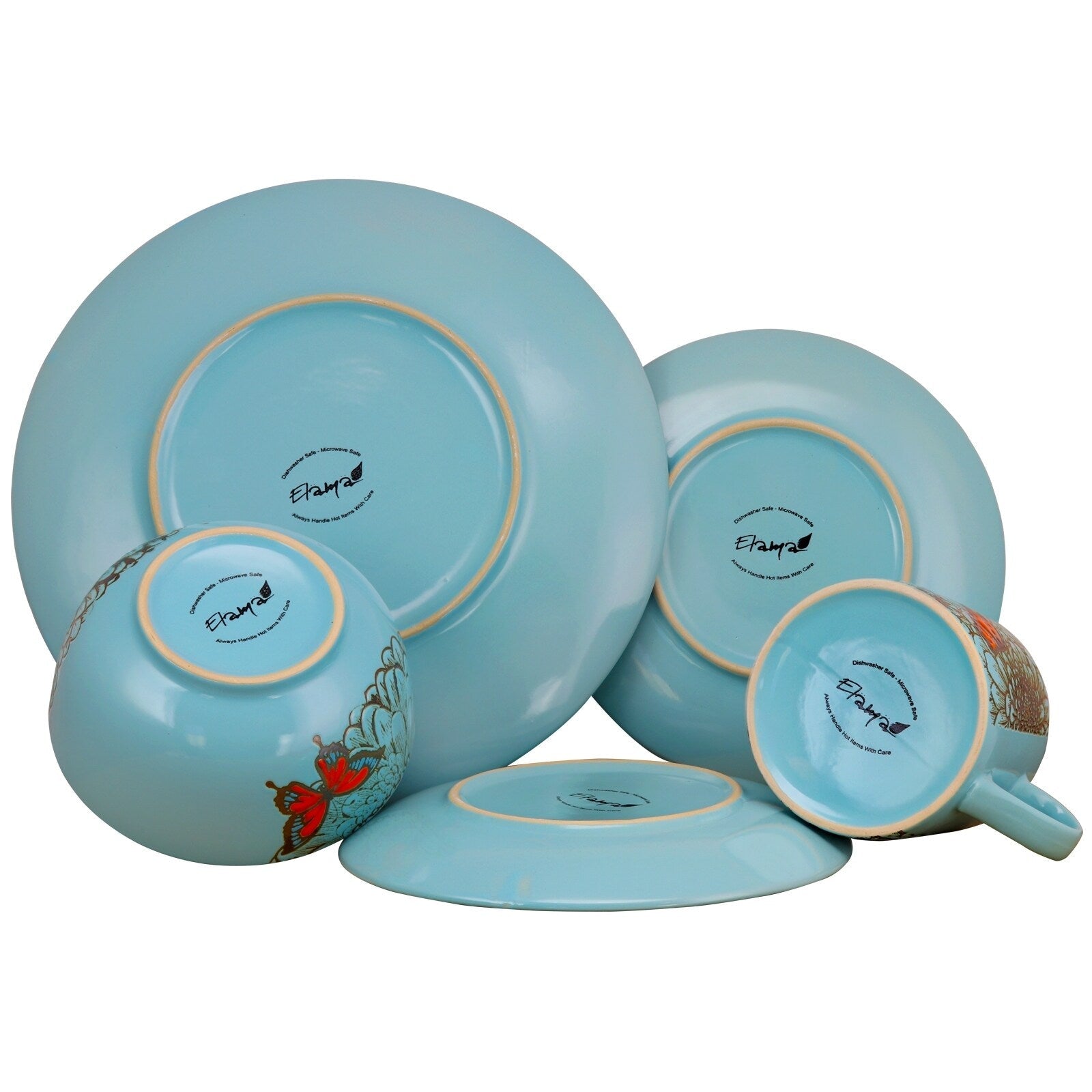 Elama Flower Garden 16 Piece Stoneware Dinnerware Set