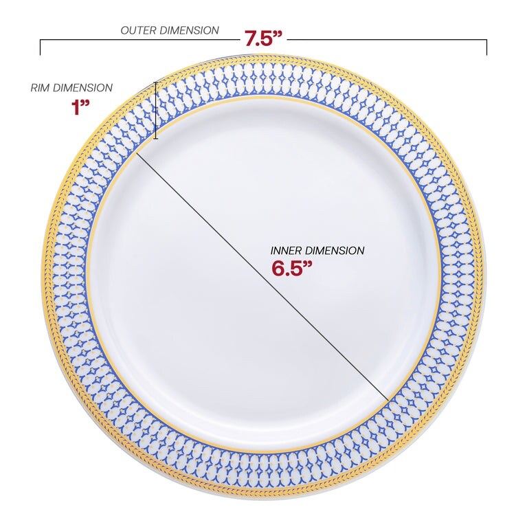 Elegant Gold Chord Rim Disposable Plastic Plate Packs - Party Supplies