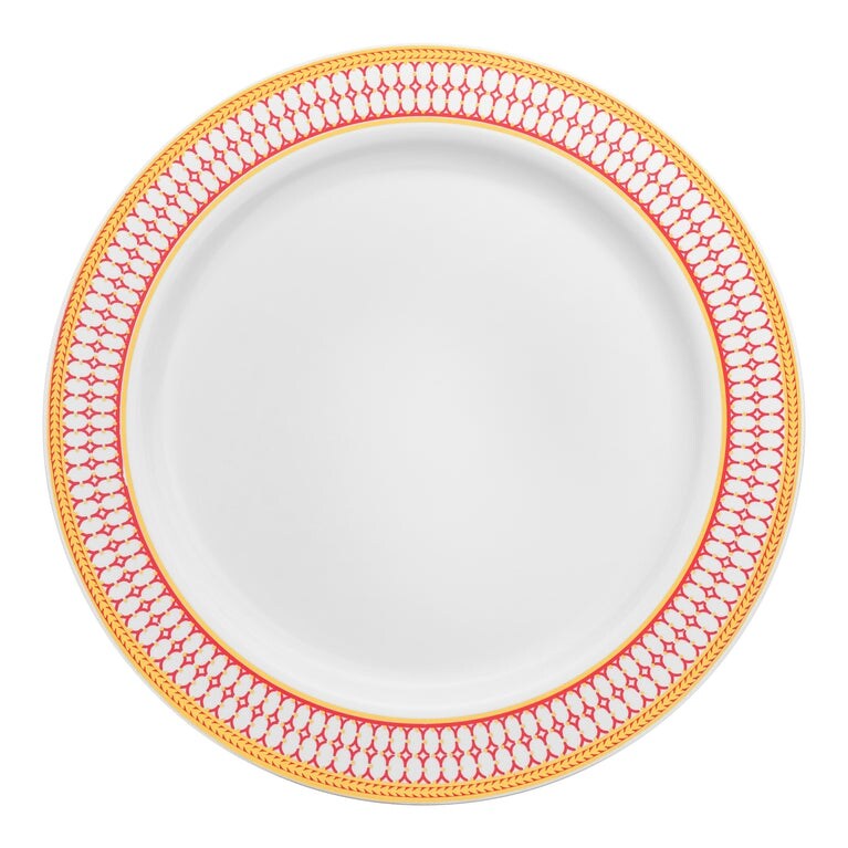 Elegant Gold Chord Rim Disposable Plastic Plate Packs - Party Supplies