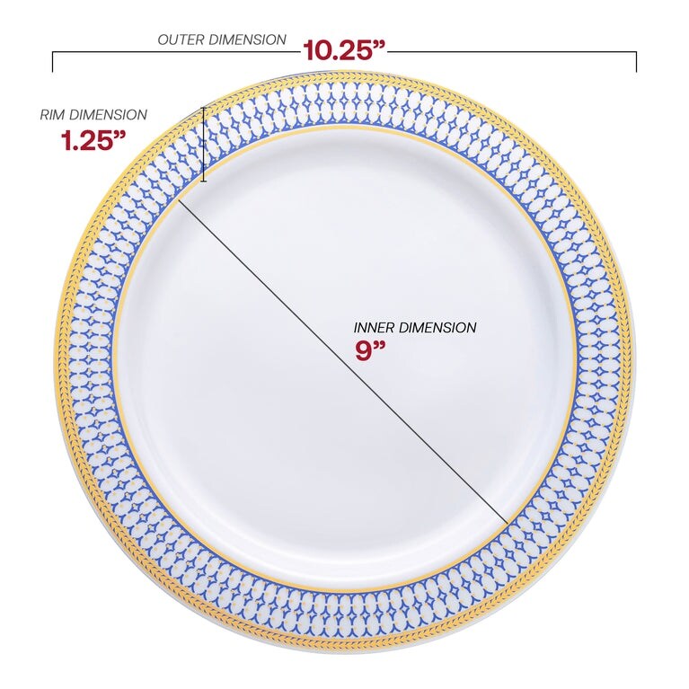 Elegant Gold Chord Rim Disposable Plastic Plate Packs - Party Supplies