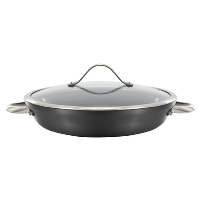 Elite Hard-Anodized Nonstick 12-Inch Everyday Pan with Glass Lid