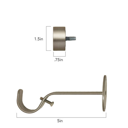 Elrene Serena Adjustable Window Curtain Rod and Cap Shaped Finial