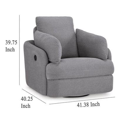 Emmett Swivel Manual Glider Recliner Chair, Gray Polyester, 2 Pillows