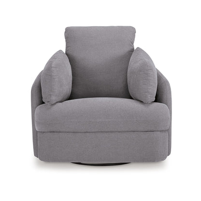 Emmett Swivel Manual Glider Recliner Chair, Gray Polyester, 2 Pillows