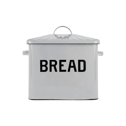 Enameled Metal Bread Box with Bread Message