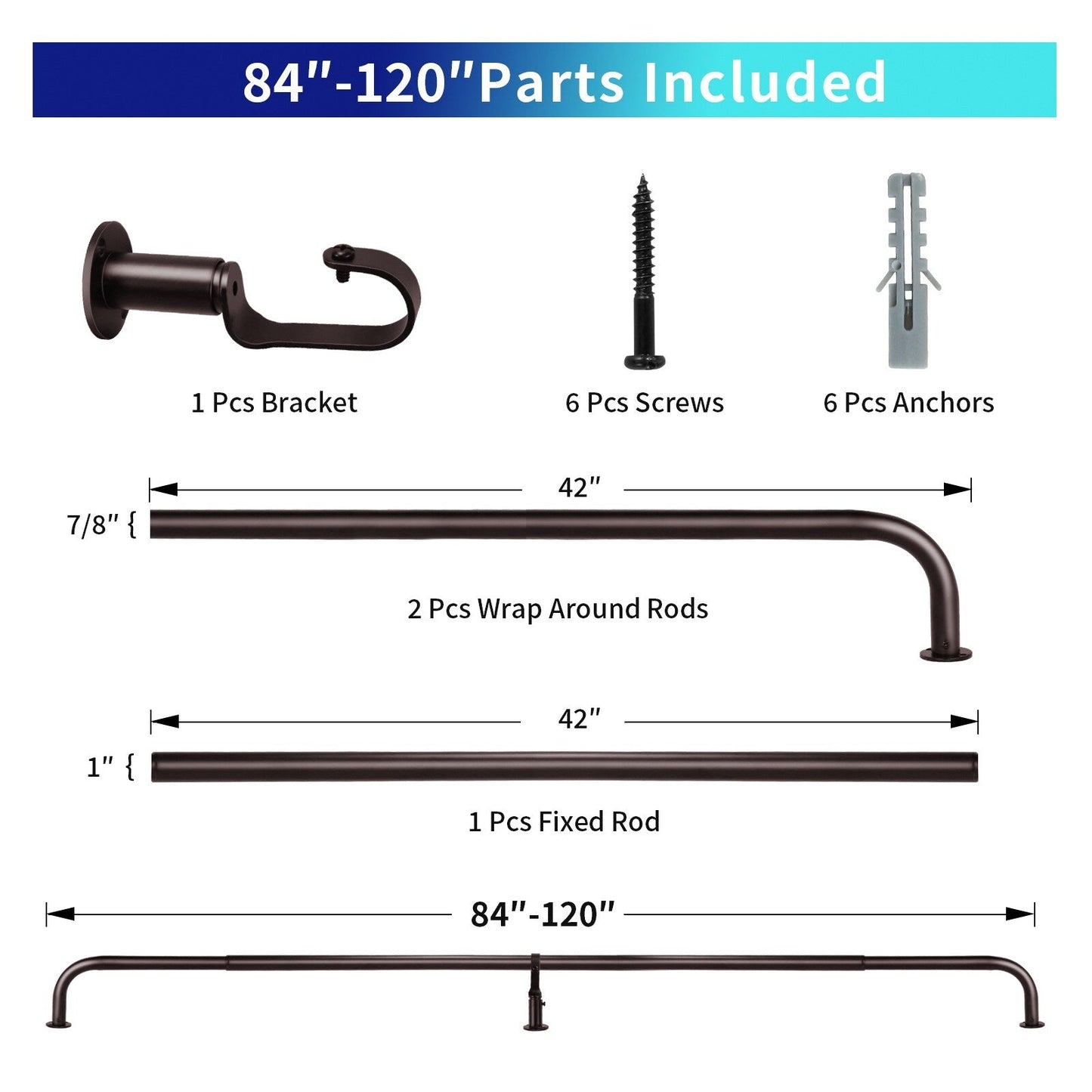 Energy-saving Wraparound Adjustable French Blackout Curtain Rod Set