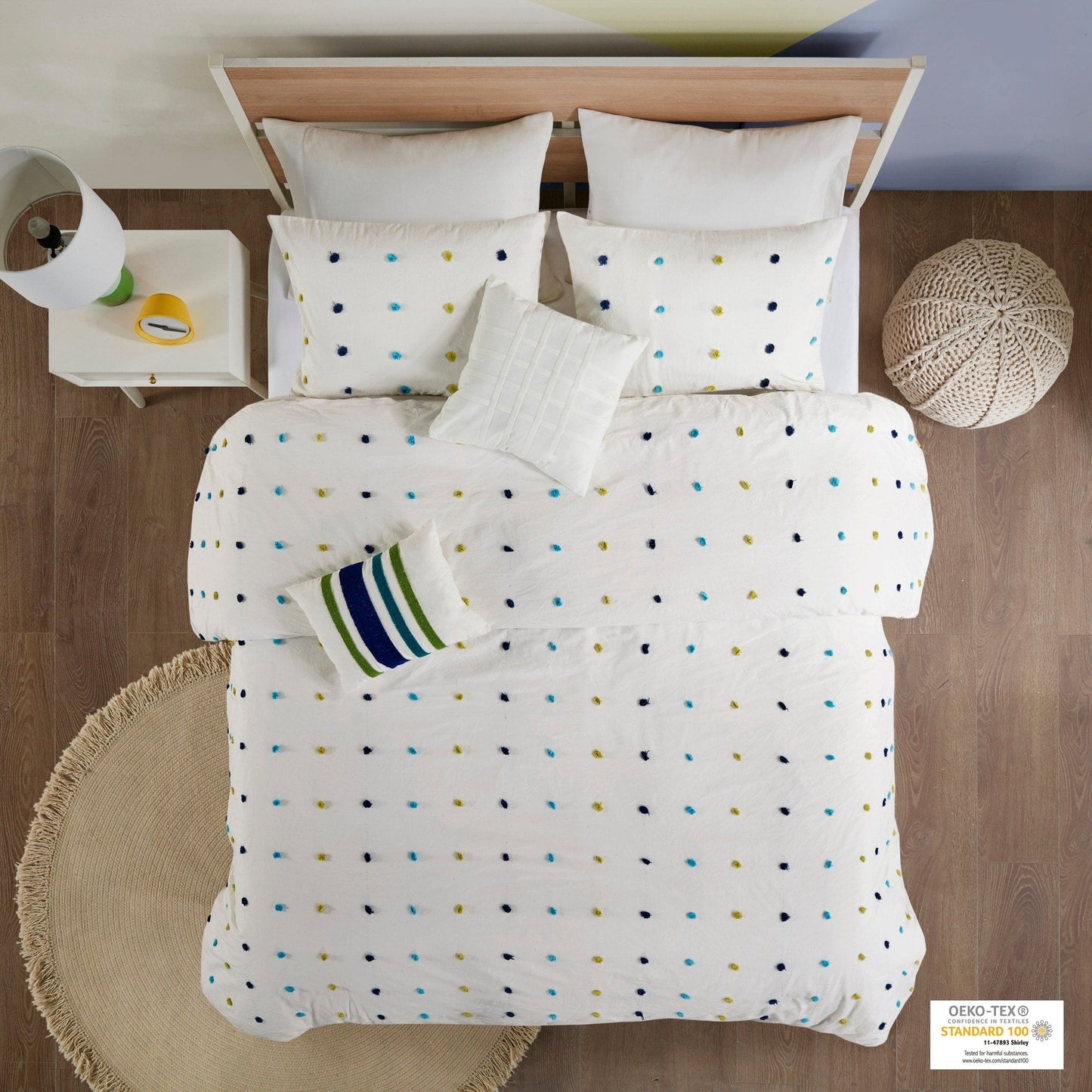 Ensley Cotton Jacquard Pom Pom Comforter Set by Intelligent Design Kids