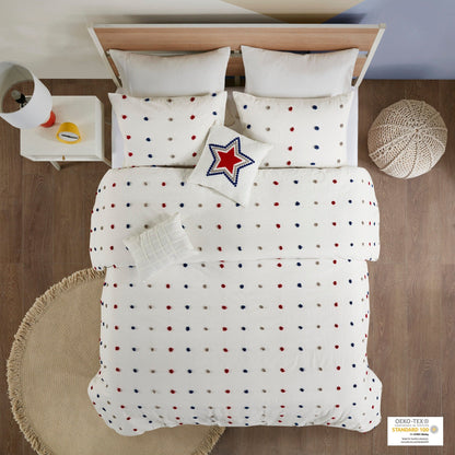 Ensley Cotton Jacquard Pom Pom Comforter Set by Intelligent Design Kids