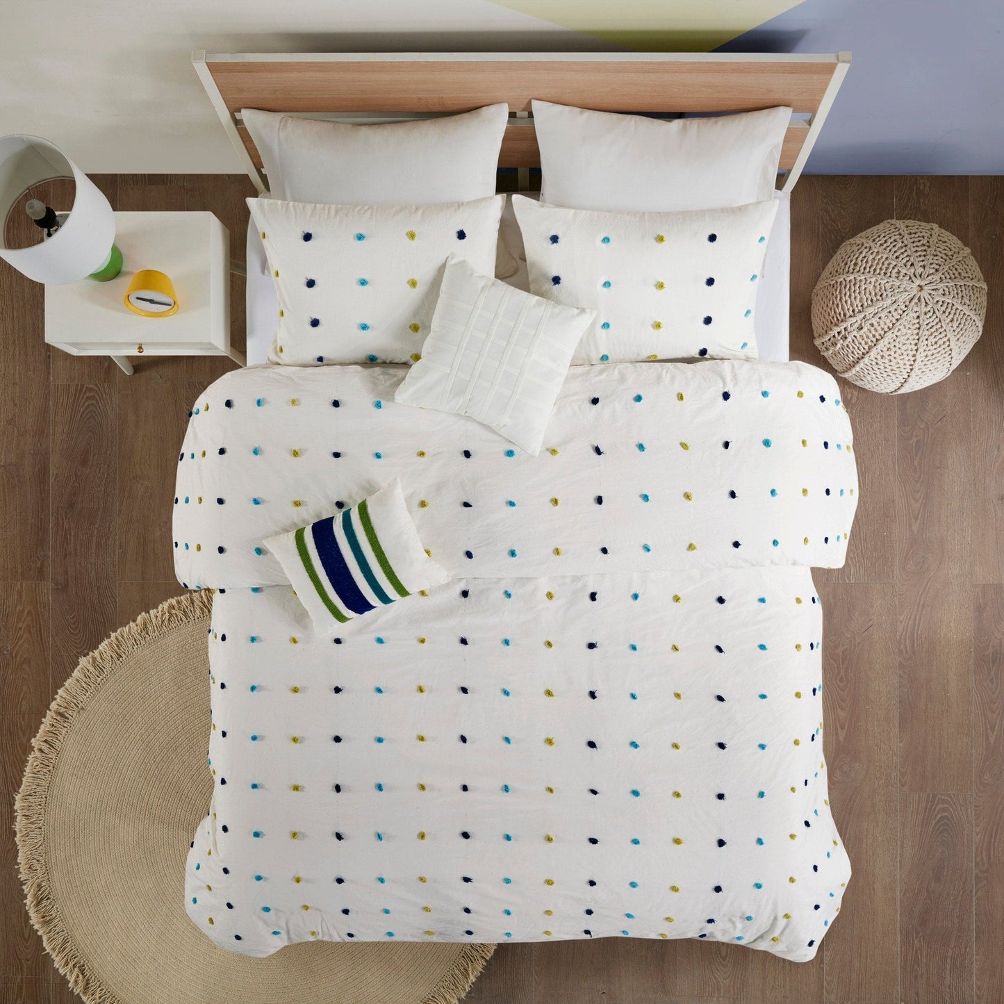 Ensley Cotton Jacquard Pom Pom Comforter Set by Intelligent Design Kids