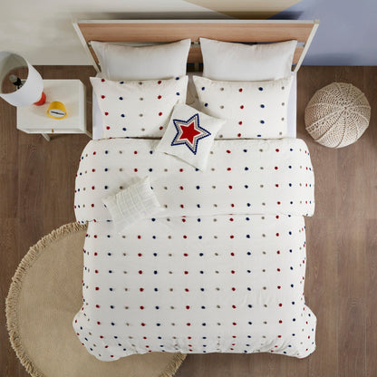 Ensley Cotton Jacquard Pom Pom Comforter Set by Intelligent Design Kids