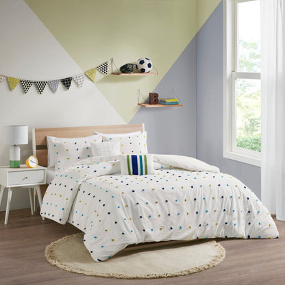 Ensley Cotton Jacquard Pom Pom Comforter Set by Intelligent Design Kids