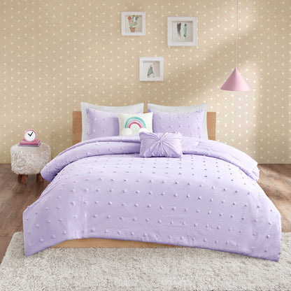 Ensley Cotton Jacquard Pom Pom Comforter Set by Intelligent Design Kids