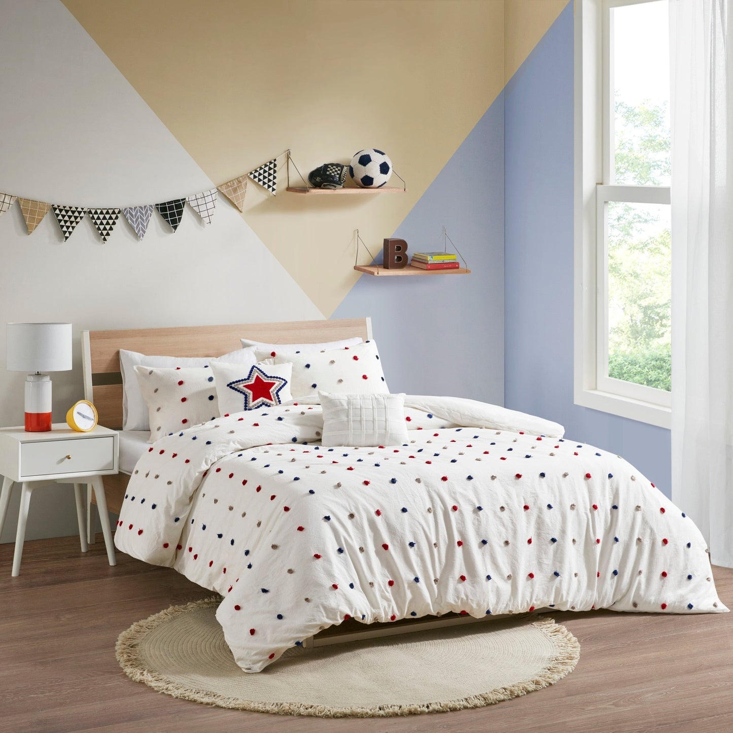 Ensley Cotton Jacquard Pom Pom Comforter Set by Intelligent Design Kids
