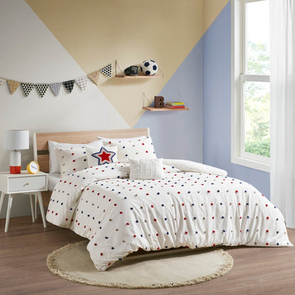Ensley Cotton Jacquard Pom Pom Comforter Set by Intelligent Design Kids