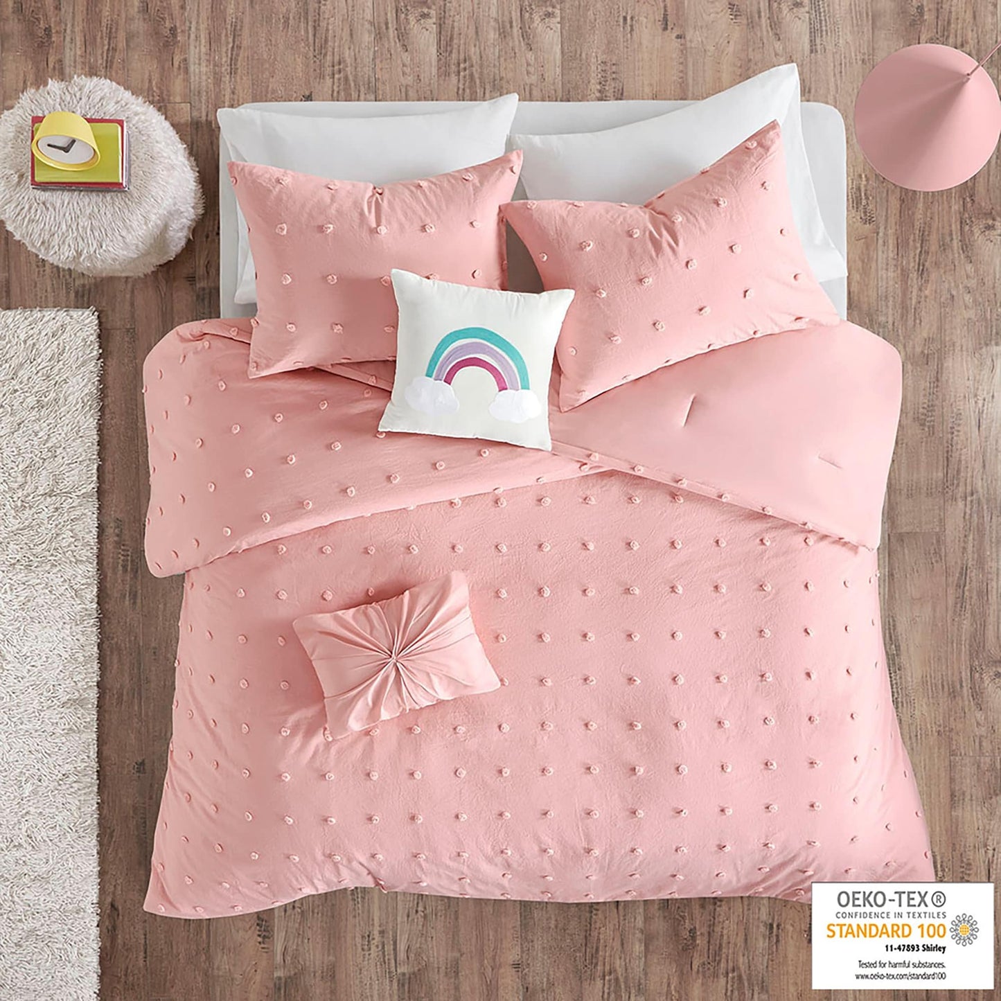Ensley Cotton Jacquard Pom Pom Comforter Set by Intelligent Design Kids