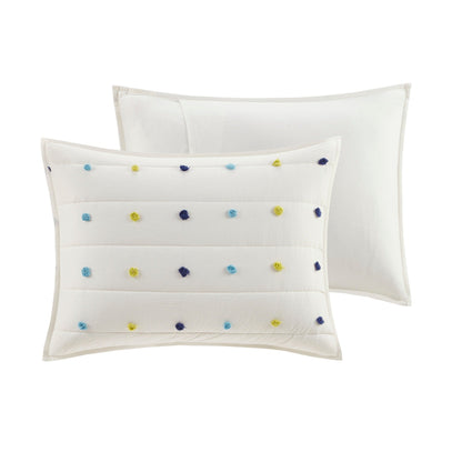 Intelligent Design Kids Ensley Pom Pom Cotton Jacquard Quilt Set with Throw Pillows