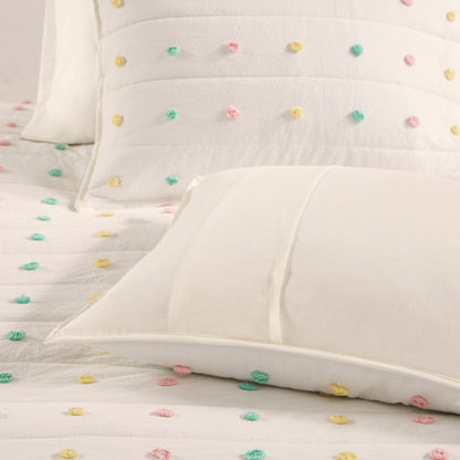 Intelligent Design Kids Ensley Pom Pom Cotton Jacquard Quilt Set with Throw Pillows
