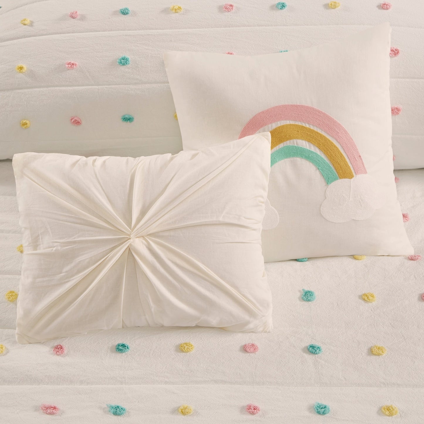 Intelligent Design Kids Ensley Pom Pom Cotton Jacquard Quilt Set with Throw Pillows