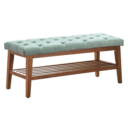 Entryway Shoe Bench Storage Bench Fabric Solid Wood, 43-inch Upholstered Bench for Living Room, Bedrooms