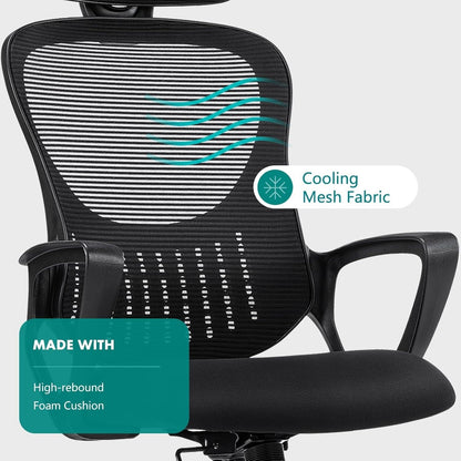 Ergonomic Mesh Office Chair, High Back Desk Chair with Armrests, Lumbar Support, Swivel Computer Task Chair