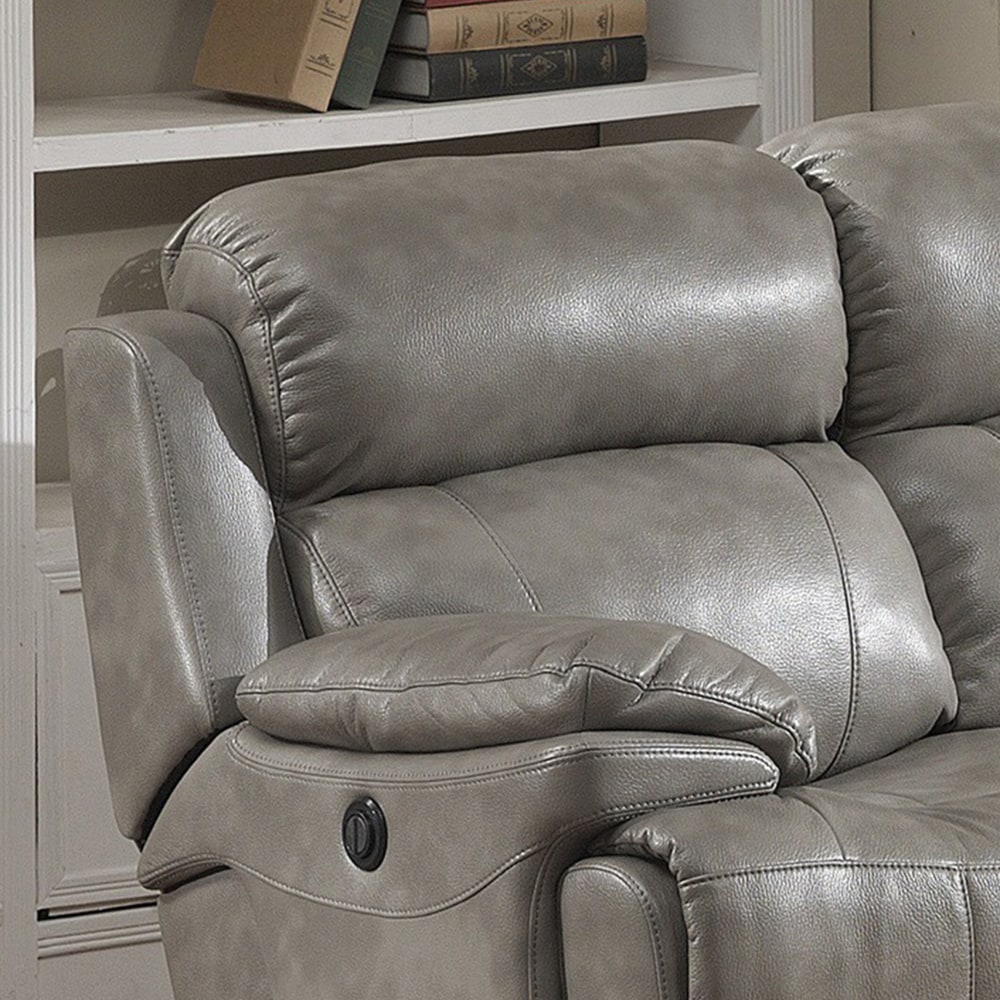 Estella Grey Italian Leather Contemporary Power Reclining Sofa